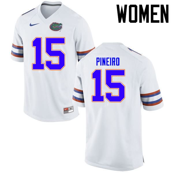 NCAA Florida Gators Eddy Pineiro Women's #15 Nike White Stitched Authentic College Football Jersey LVJ8264GR